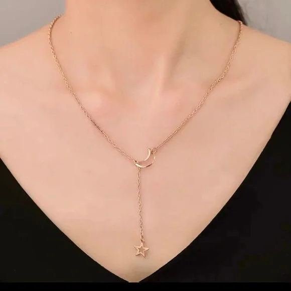 ❣️$25/3❣️ Crescent Moon and Star Gold Plated Necklace - Picture 3 of 14